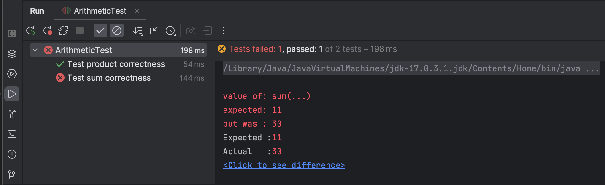 arithmetic test failed