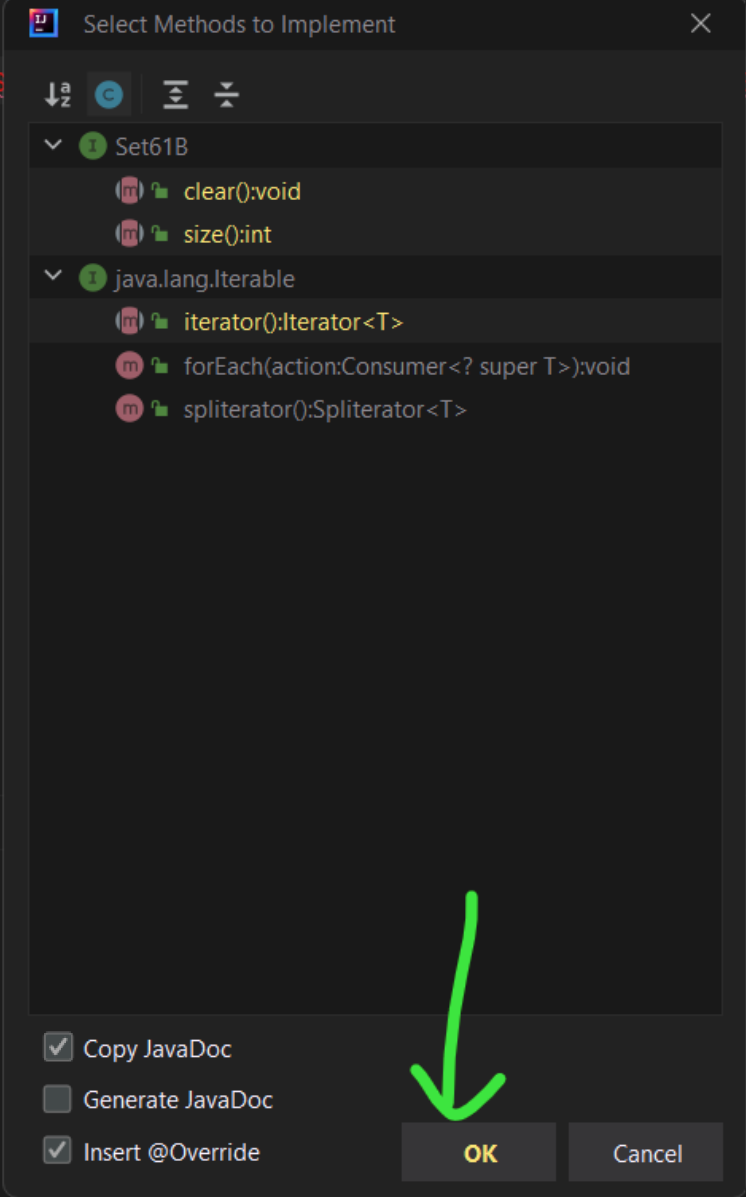 Select methods to implement