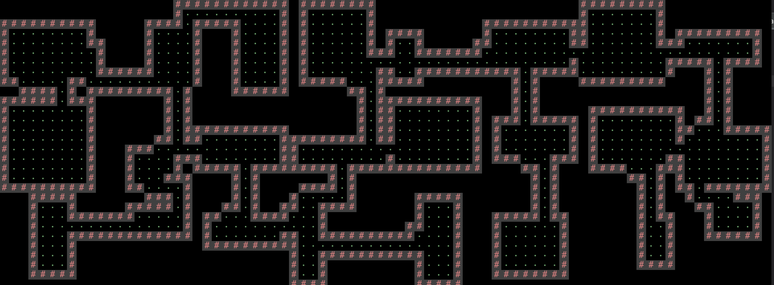 A valid 2D world with hallways and rooms.